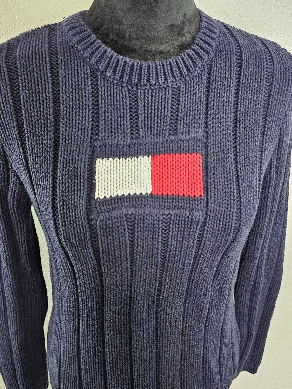Vintage 2001 Tommy Hilfiger Knit Long Sleeve Sweater Medium - Picture 2 of 8